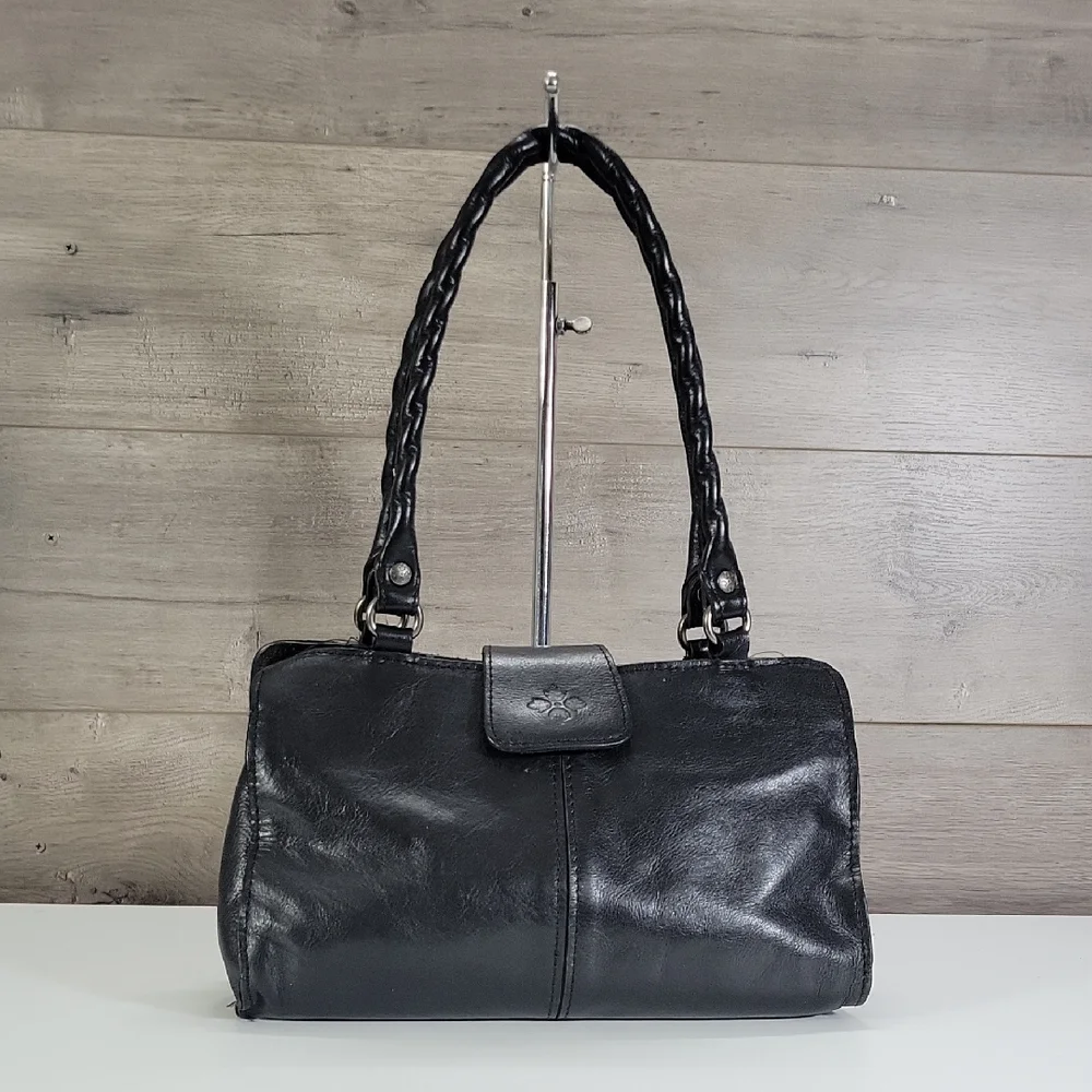 Patricia Nash Rienzo Black Leather Shoulder Bag Satchel Handbag Purse